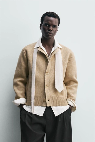 Кардиган свободного кроя, рельефный- Заказать в России