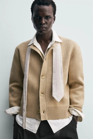 Кардиган свободного кроя, рельефный- Заказать в России