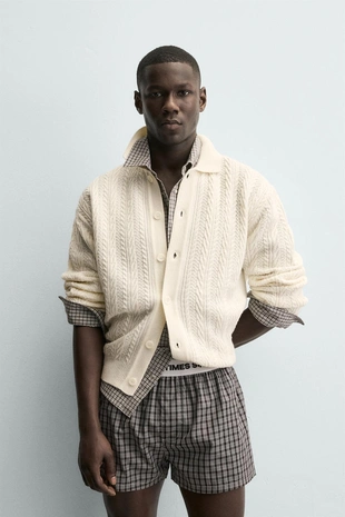 Кардиган с рельефными косами- Заказать в России