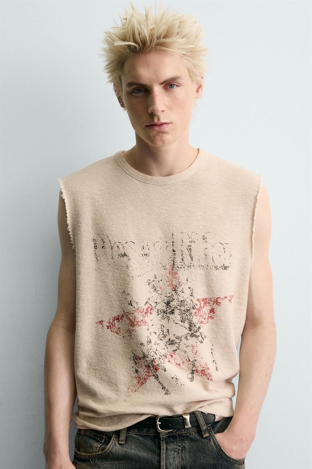 Трикотажная майка с контрастным принтом