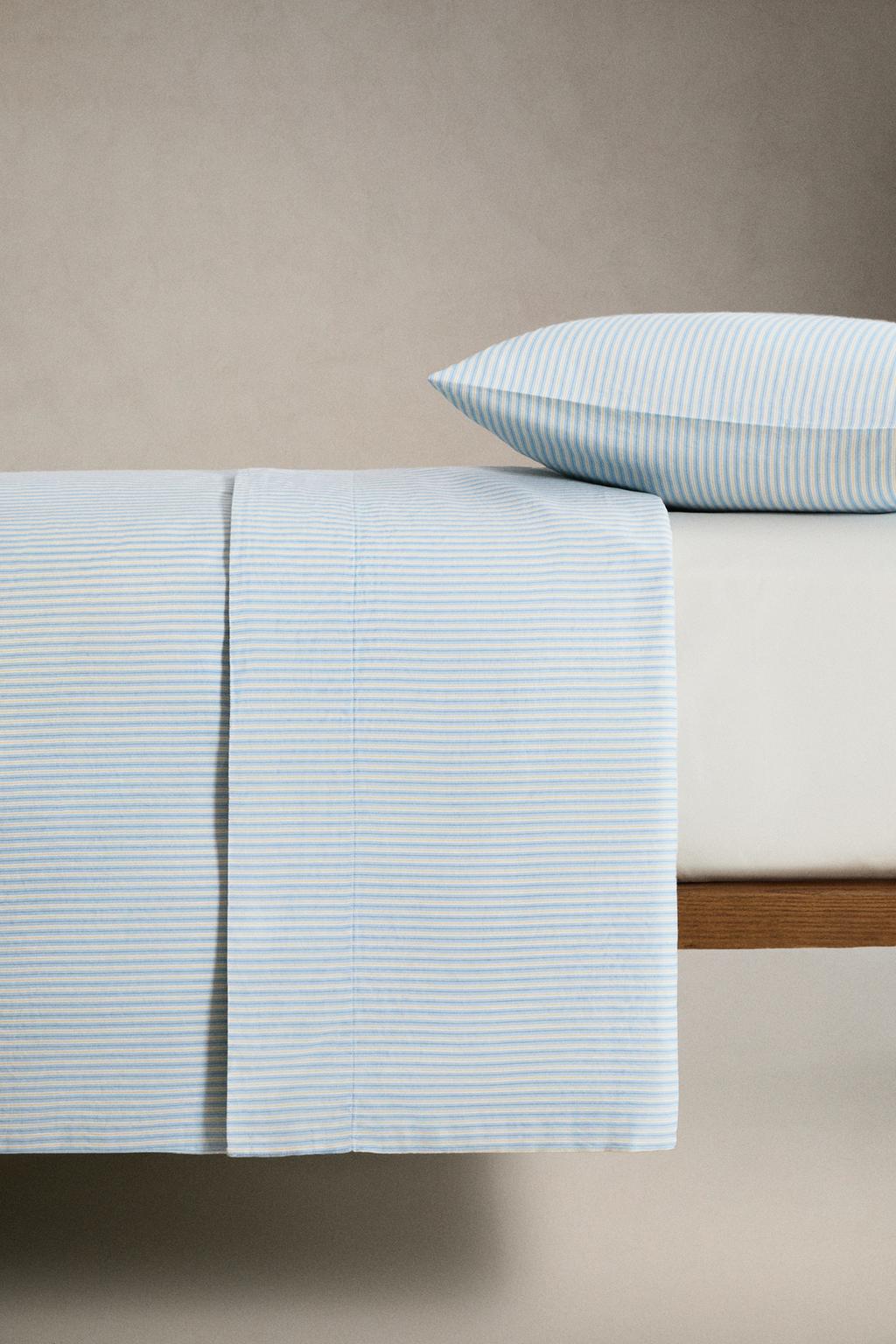 Простыня из хлопкового сатина с полосками (300 нитей)