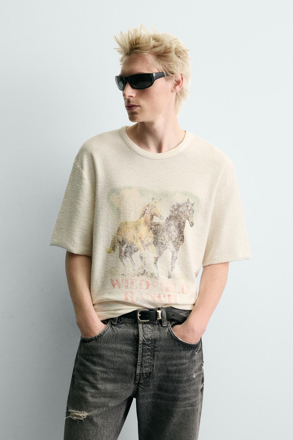 Трикотажная футболка с контрастным принтом