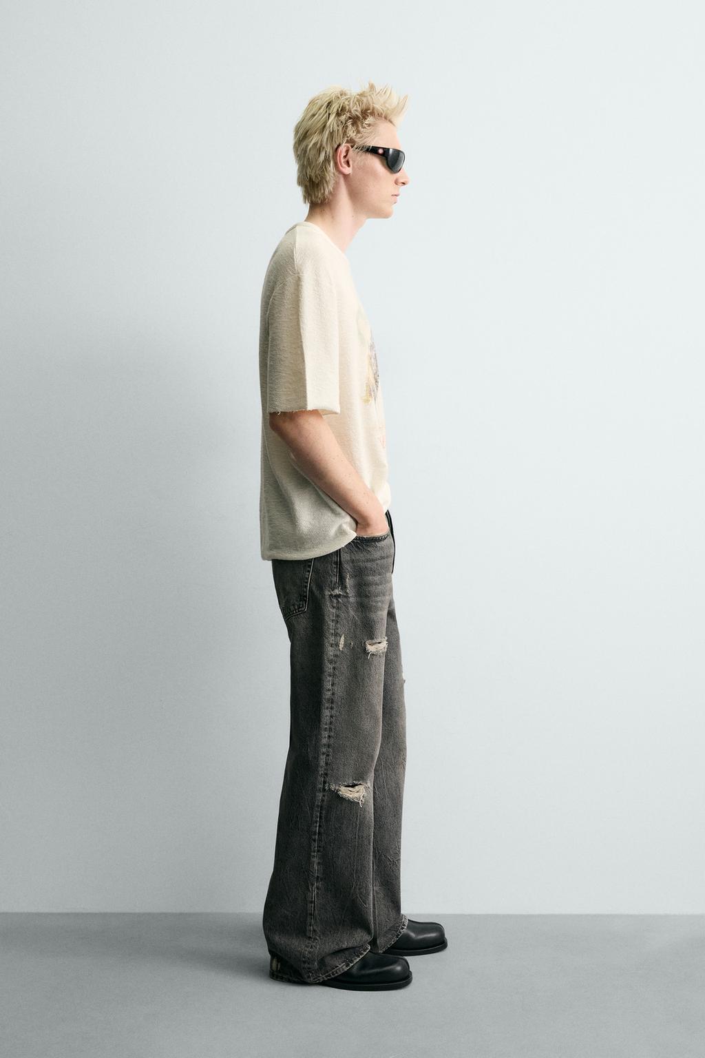 Трикотажная футболка с контрастным принтом