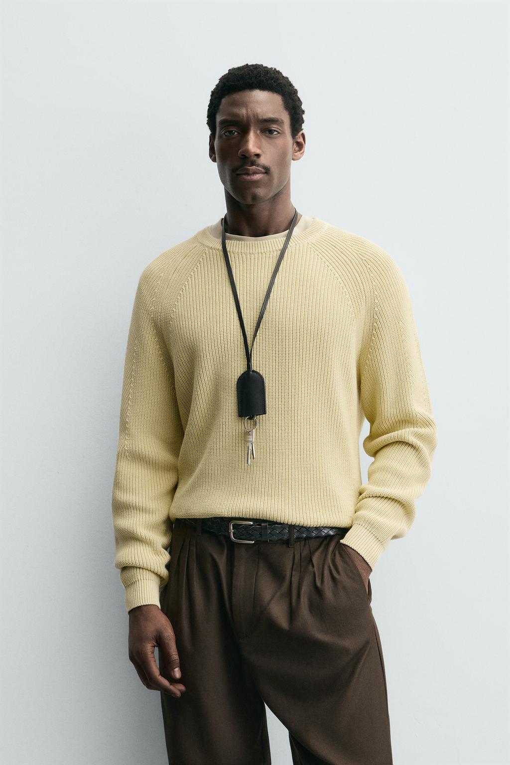 СВИТЕР ИЗ РЕЛЬЕФНОЙ ТКАНИ В РУБЧИК