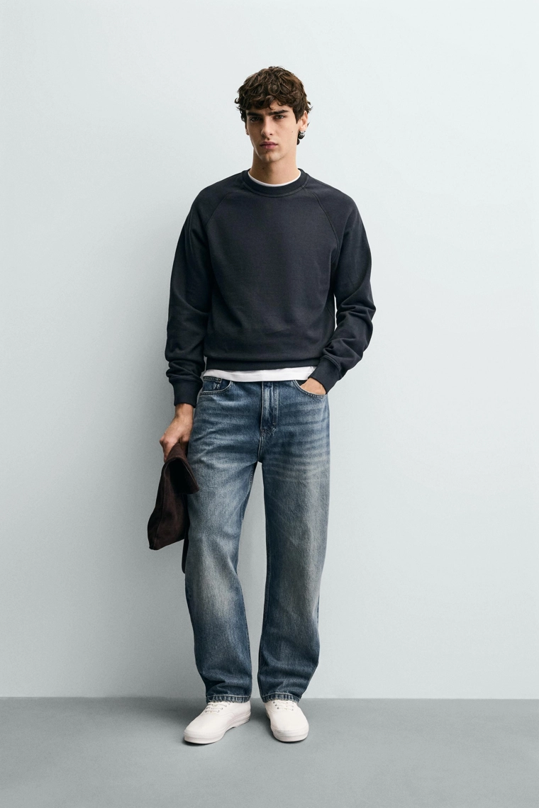 Основной выцветший толстовка с круглым вырезом