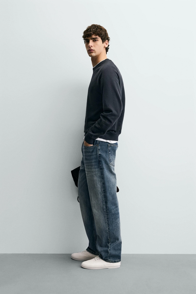 Основной выцветший толстовка с круглым вырезом