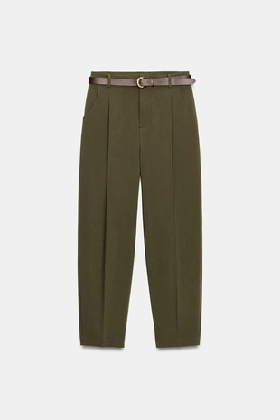 Брюки с защипами и ремнем- Заказать в России