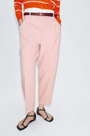 Брюки с защипами и ремнем- Заказать в России