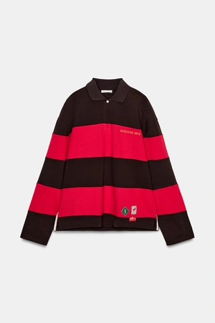 Поло в полоску с нашивками- Заказать в России