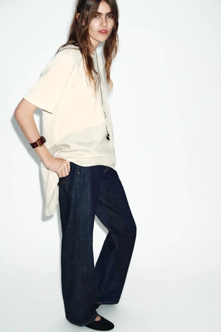 Комбинированная футболка оверсайз- Заказать в России