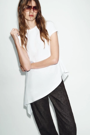 Футболка асимметричная с коротким рукавом- Заказать в России