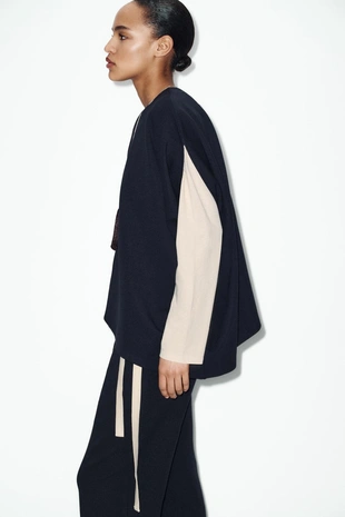 Накидка асимметричного кроя из интерлока- Заказать в России