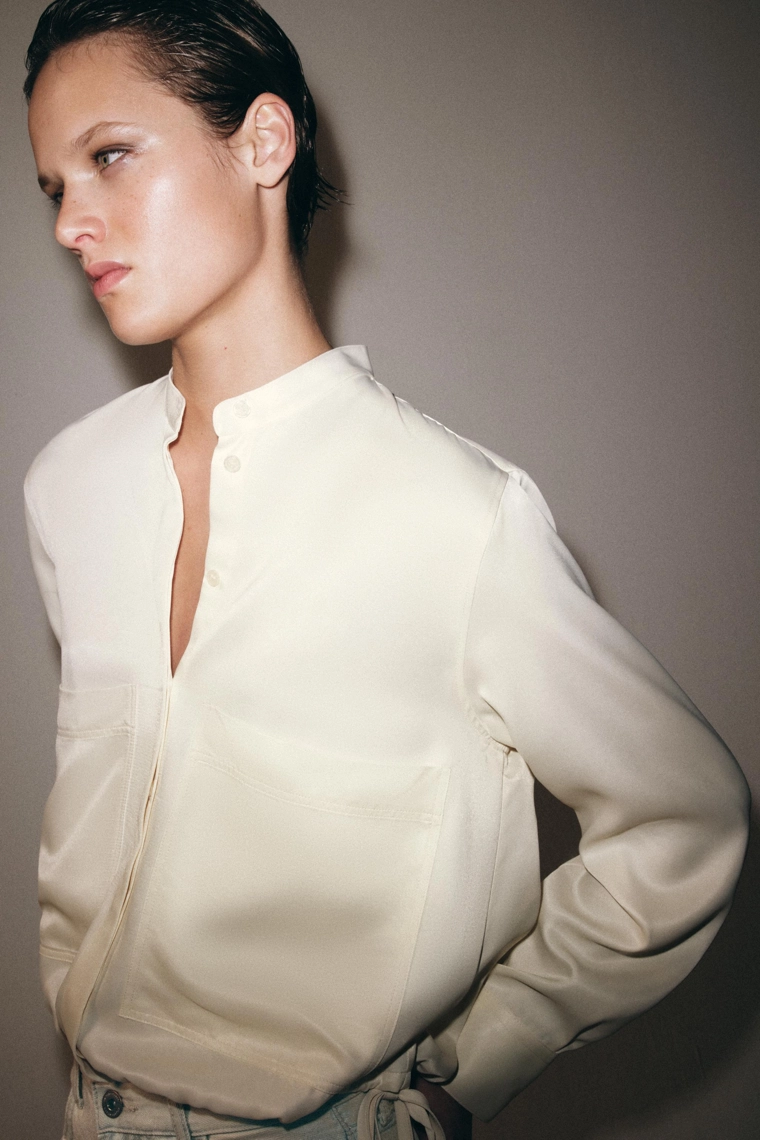 Блузка из атласа коллекции zara woman