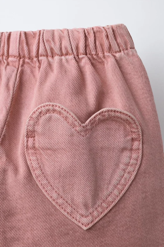 БРЮКИ Багги ИЗ САРЖИ С КАРМАНОМ В ВИДЕ СЕРДЦА