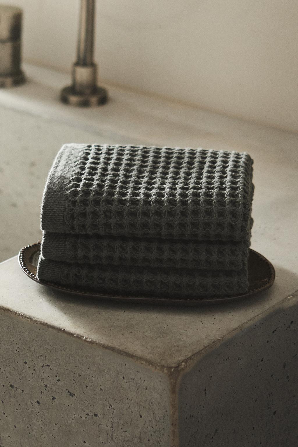 Набор из 3 полотенец для рук из хлопка с вафельным плетением