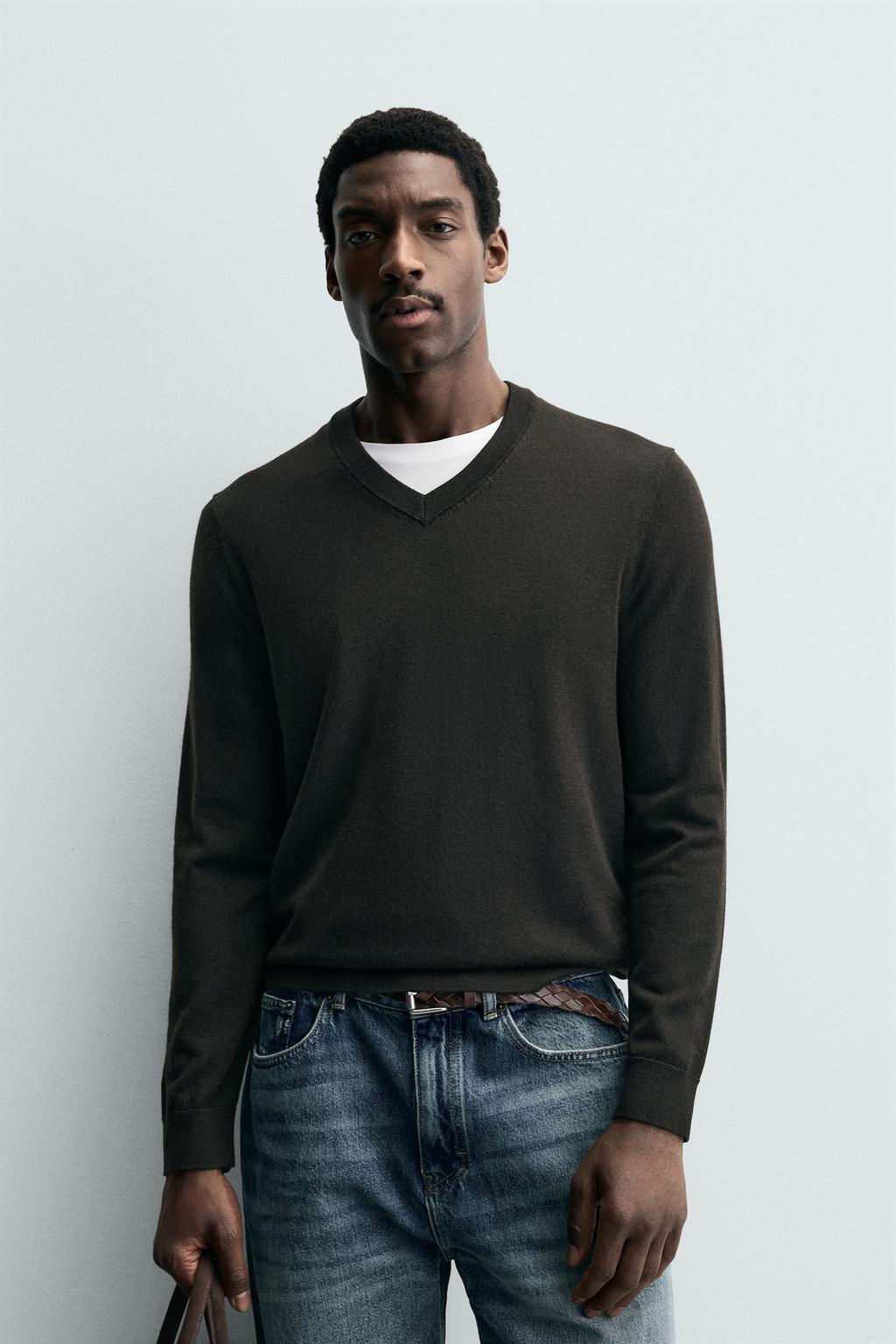 СВИТЕР ИЗ 100% ШЕРСТИ С V-ОБРАЗНЫМ ВЫРЕЗОМ