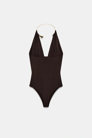 Боди из полиамида с чокером- Заказать в России