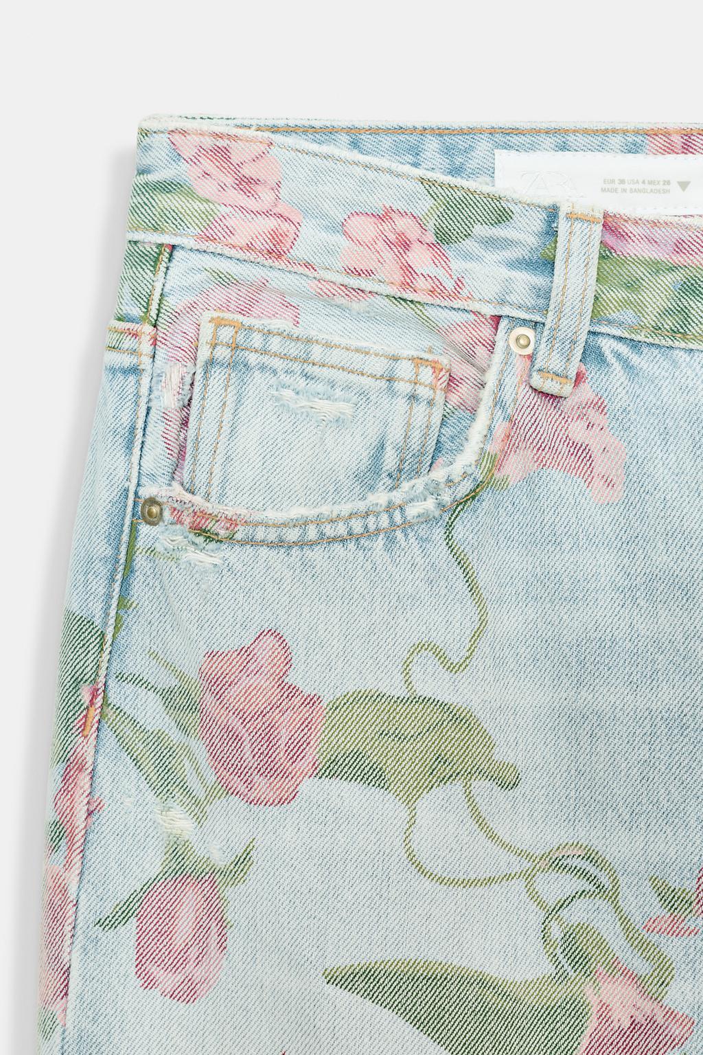 ДЖИНСЫ TRF LOOSE С НИЗКОЙ ПОСАДКОЙ И ПРИНТОМ