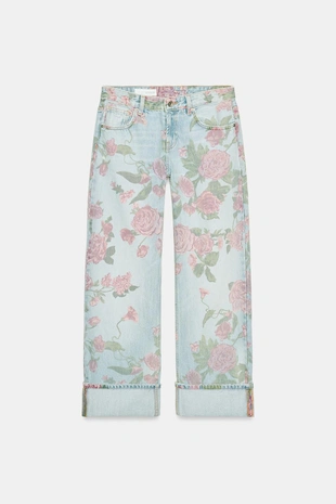 Джинсы TRF LOOSE с низкой посадкой и принтом- Заказать в России