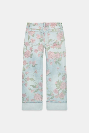 Джинсы TRF LOOSE с низкой посадкой и принтом- Заказать в России