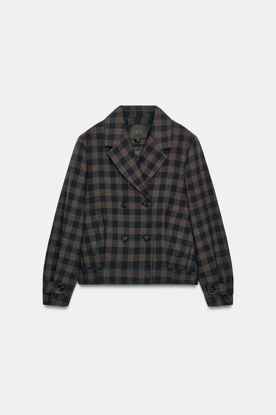 КУРТКА В КЛЕТКУ С ЗАПАХОМ — коллекция Zara «ZW»
