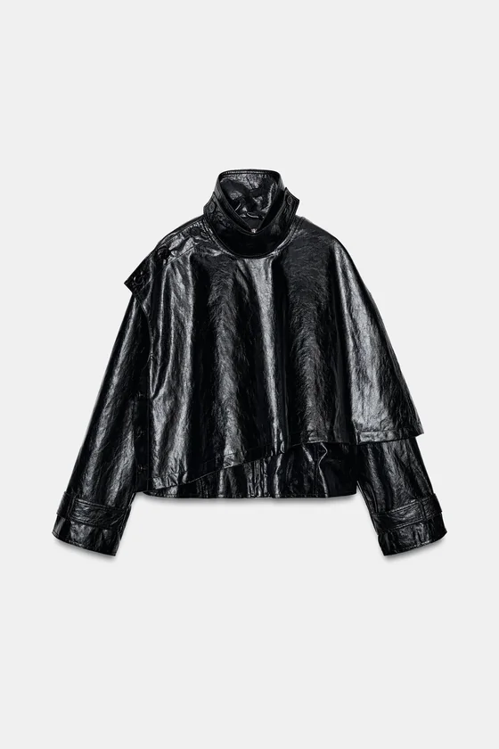 КУРТКА ИЗ ИСКУССТВЕННОЙ КОЖИ С ШАРФОМ — коллекция Zara «ZW»