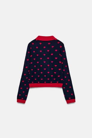 Жаккардовый кардиган с сердцами- Заказать в России