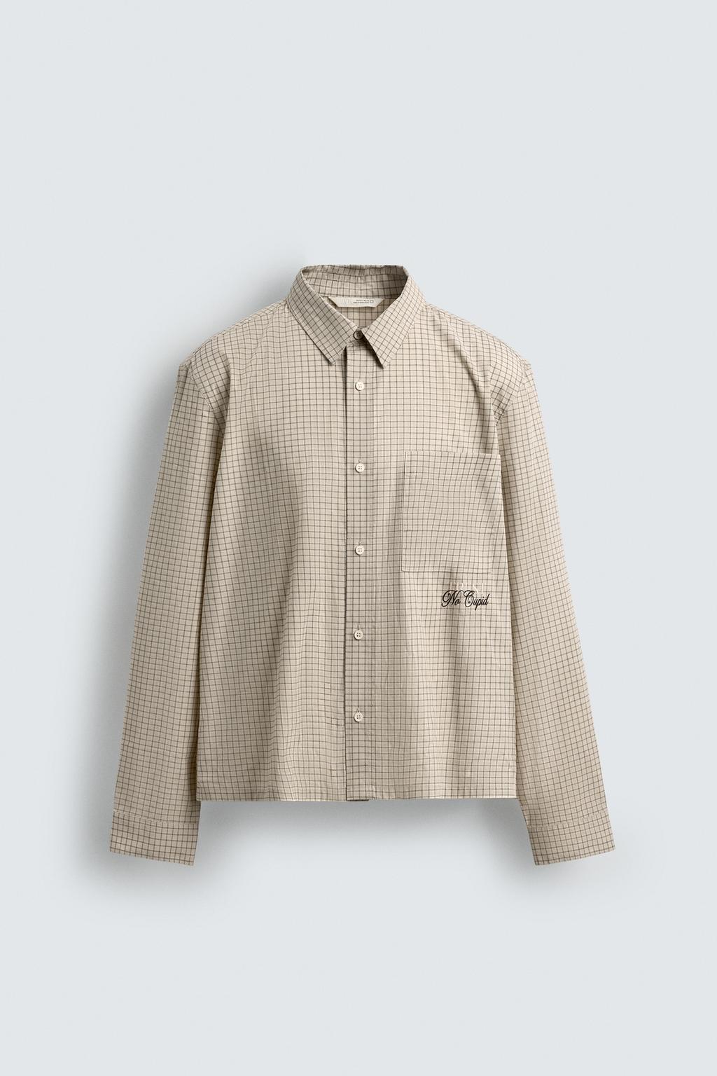 РУБАШКА В КЛЕТКУ С ПРИНТОМ АМУР