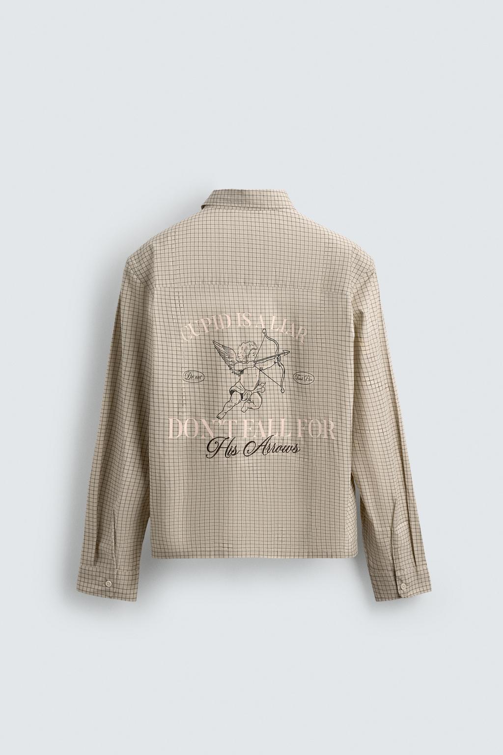 РУБАШКА В КЛЕТКУ С ПРИНТОМ АМУР