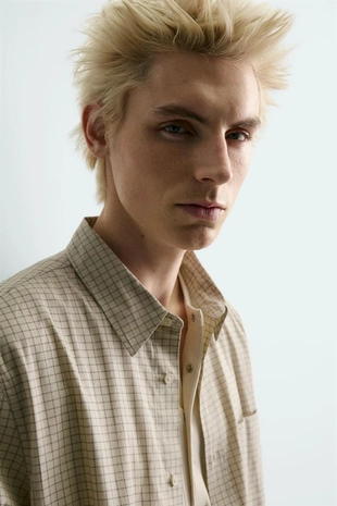 Рубашка в клетку с принтом амур- Заказать в России