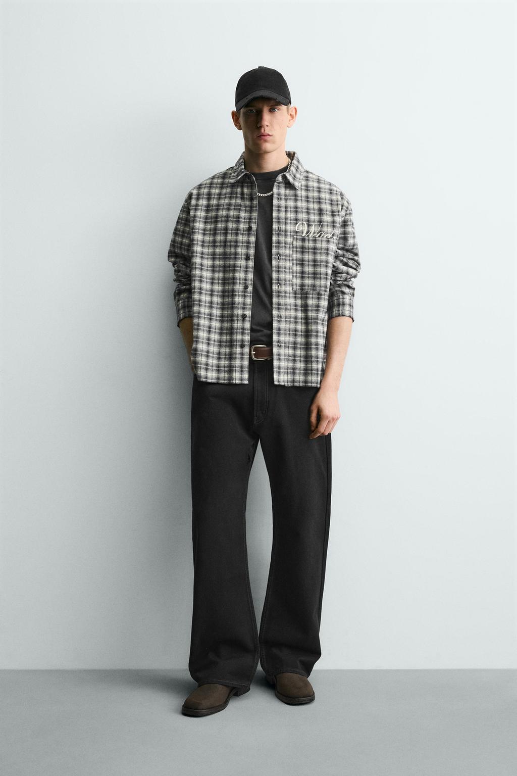 РУБАШКА ИЗ ФЛАНЕЛИ В КЛЕТКУ С ВЫШИВКОЙ