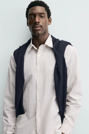 Рубашка в клетку с карманом- Заказать в России