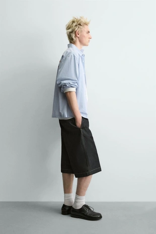 Рубашка в полоску с текстовым принтом- Заказать в России