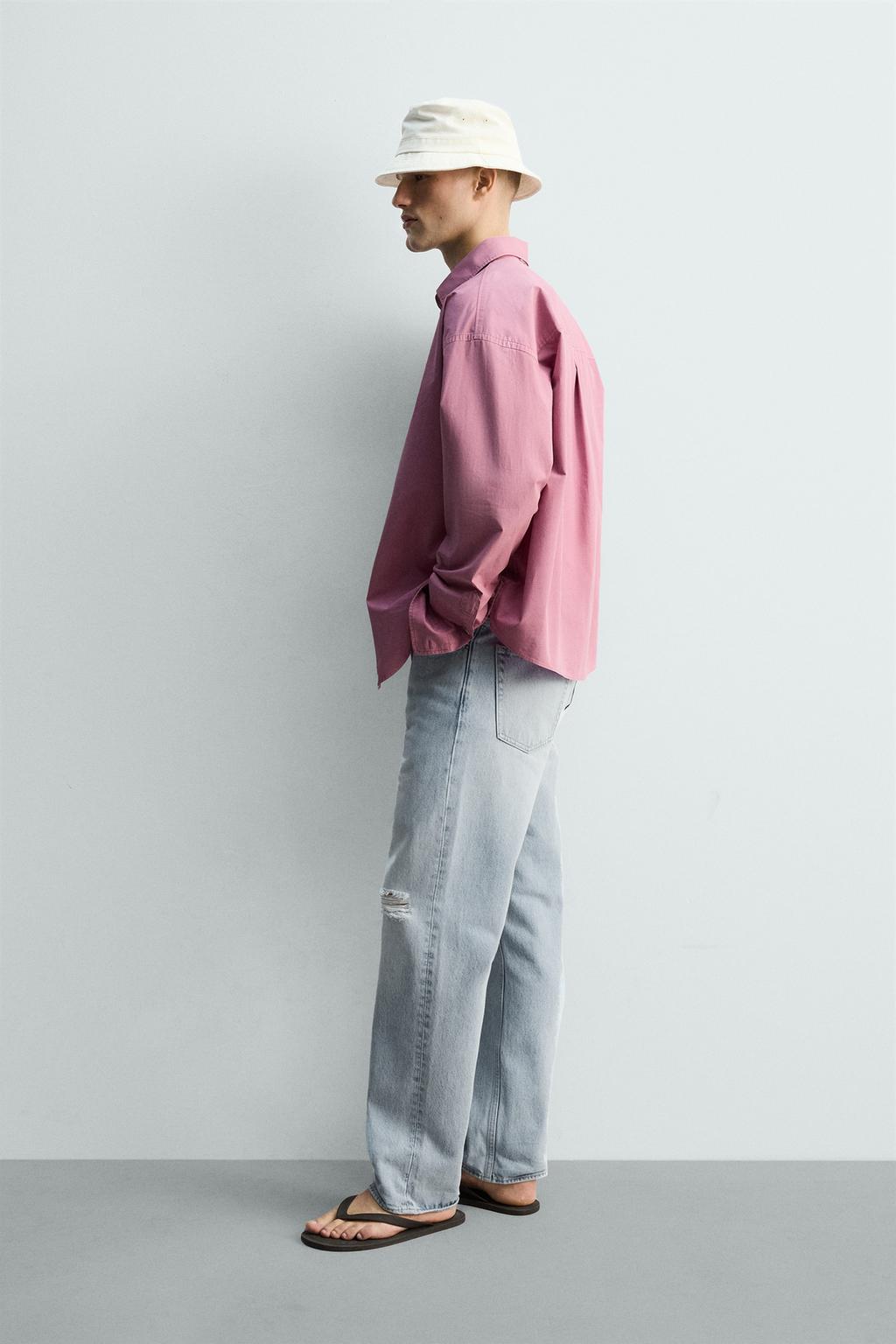 РУБАШКА ИЗ ХЛОПКА С ЭФФЕКТОМ СТИРКИ