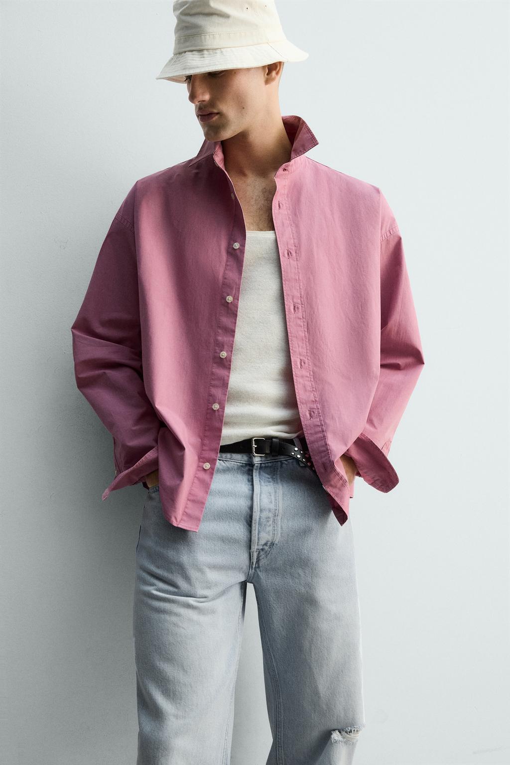 РУБАШКА ИЗ ХЛОПКА С ЭФФЕКТОМ СТИРКИ