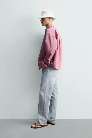 Рубашка из хлопка с эффектом стирки- Заказать в России