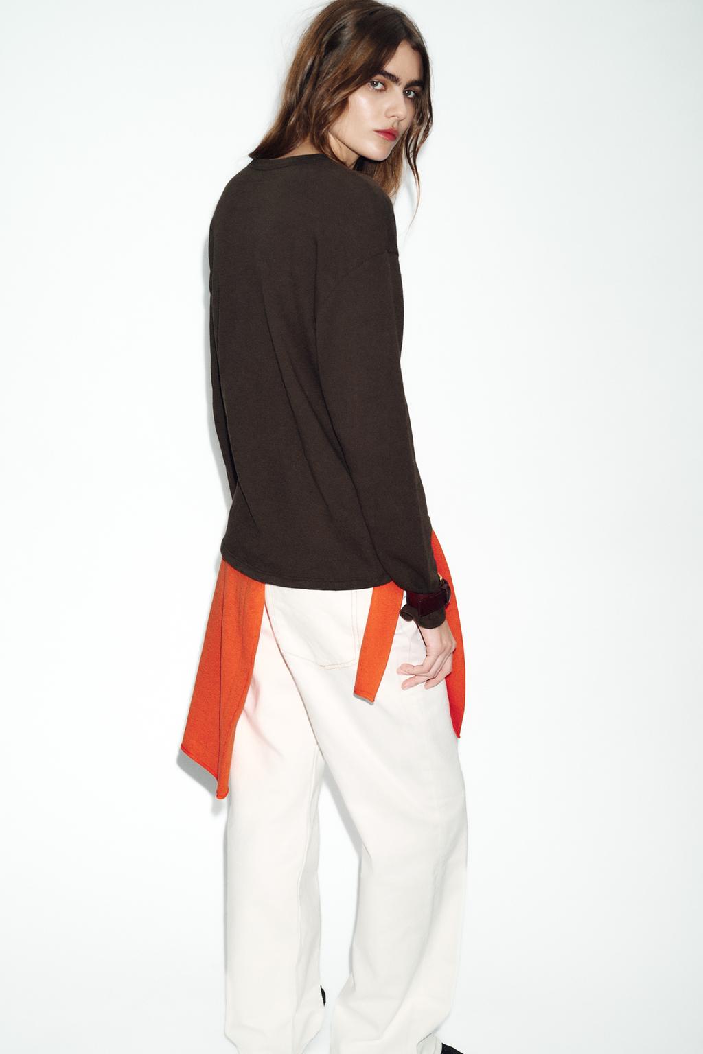 ФУТБОЛКА В СТИЛЕ РУСТИК С ДЛИННЫМИ РУКАВАМИ