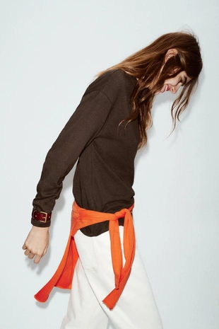 Футболка в стиле рустик с длинными рукавами