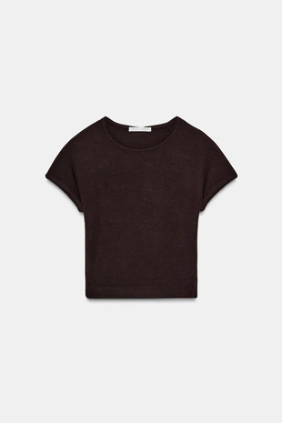 Укороченная футболка с короткими рукавами- Заказать в России