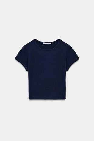 Укороченная футболка с короткими рукавами- Заказать в России