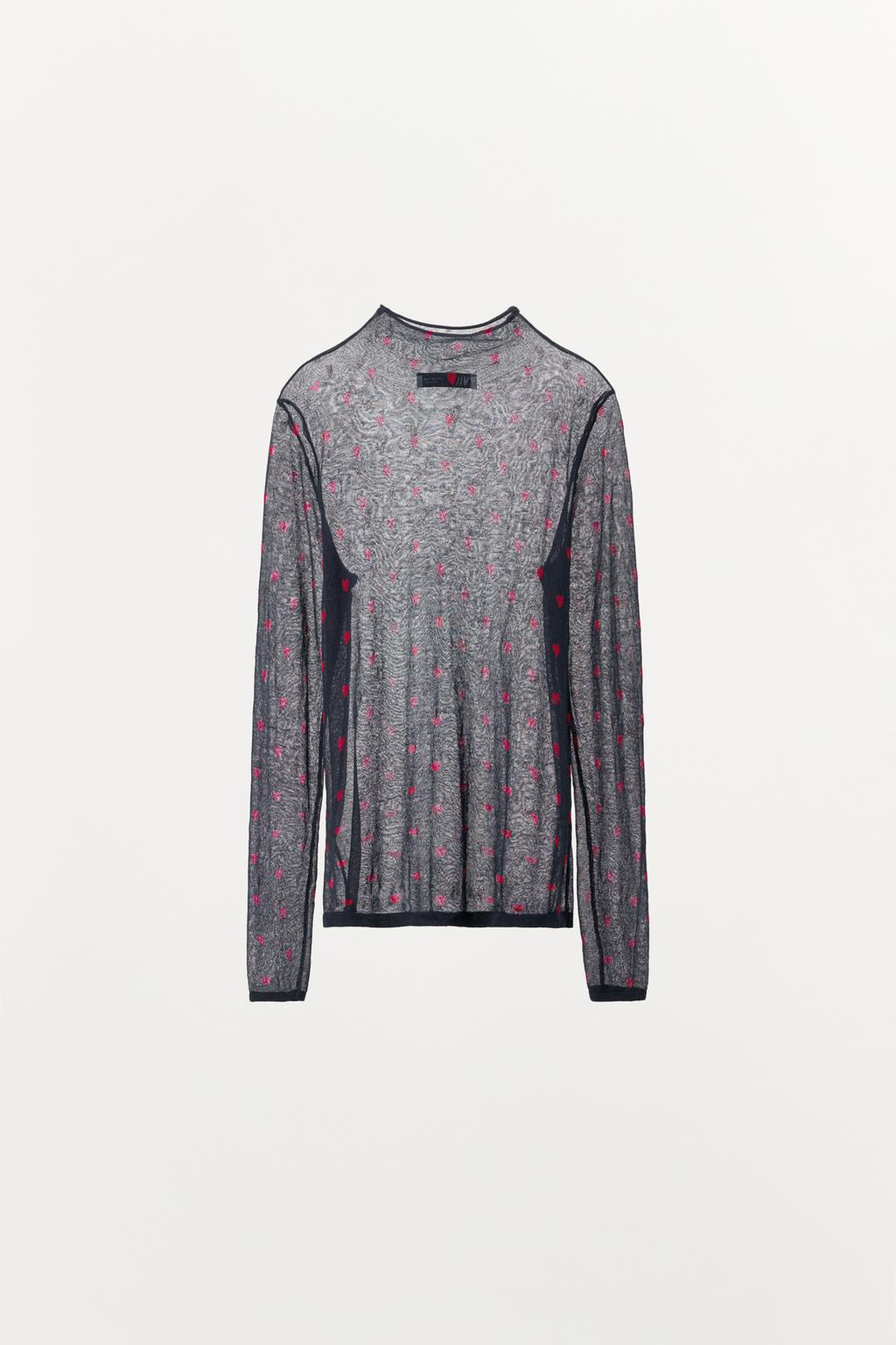 СВИТЕР ТОНКОЙ ВЯЗКИ С СЕРДЦАМИ