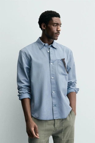 Рубашка с эффектом потертости из струящейся ткани- Заказать в России