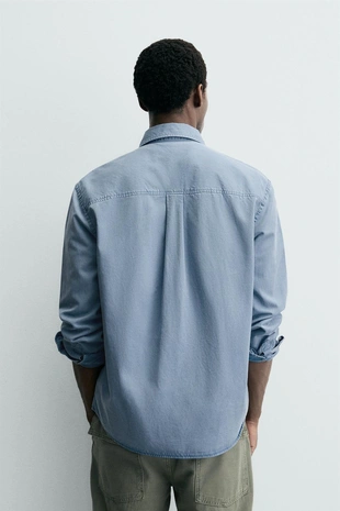 Рубашка с эффектом потертости из струящейся ткани- Заказать в России