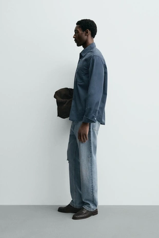 Рубашка из струящейся ткани с эффектом потертости- Заказать в России