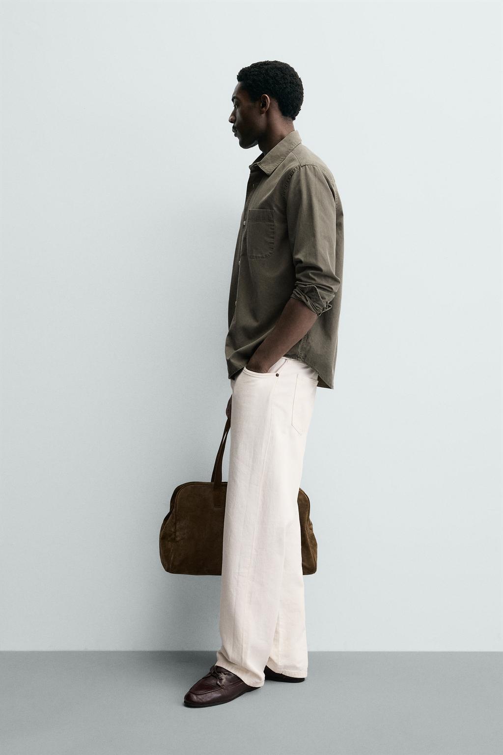 РУБАШКА ИЗ СТРУЯЩЕЙСЯ ТКАНИ С ЭФФЕКТОМ ПОТЕРТОСТИ