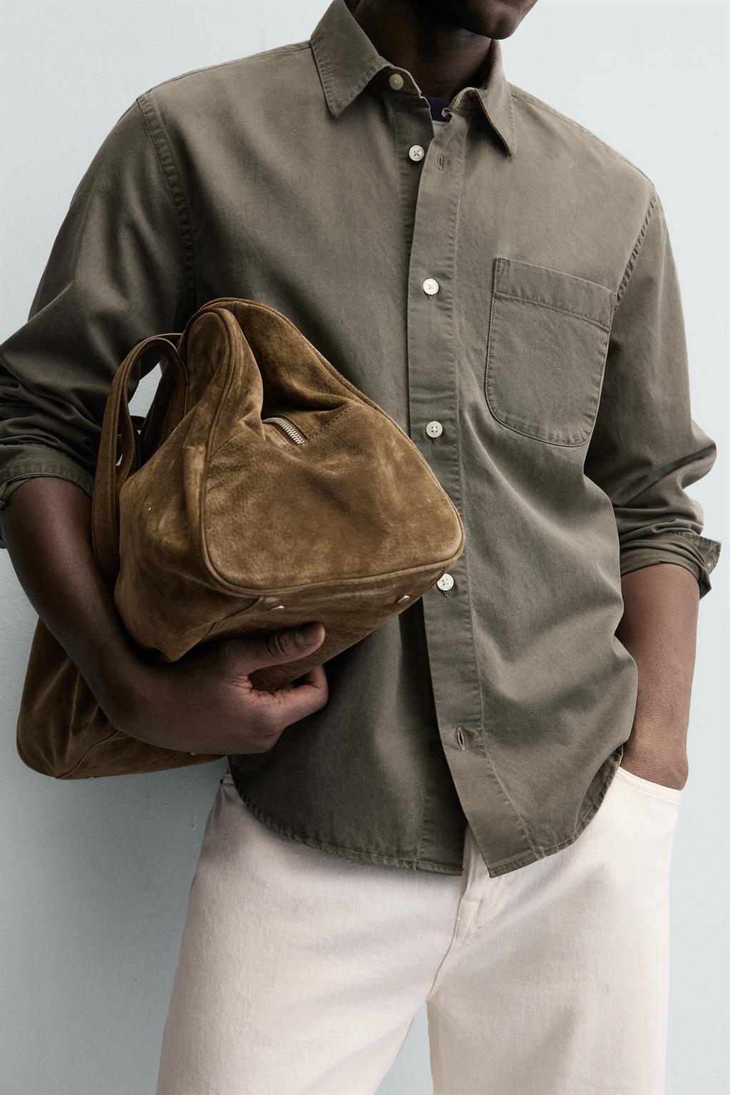 РУБАШКА ИЗ СТРУЯЩЕЙСЯ ТКАНИ С ЭФФЕКТОМ ПОТЕРТОСТИ