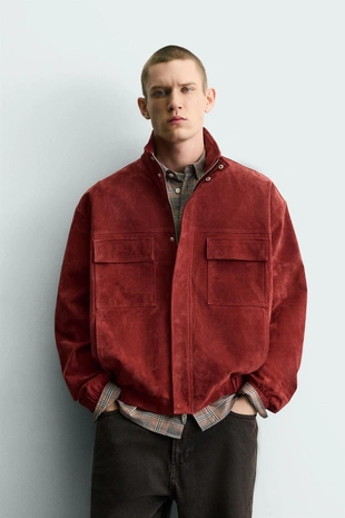 Кожаная куртка свободного кроя- Заказать в России