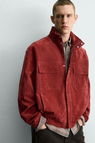 Кожаная куртка свободного кроя- Заказать в России