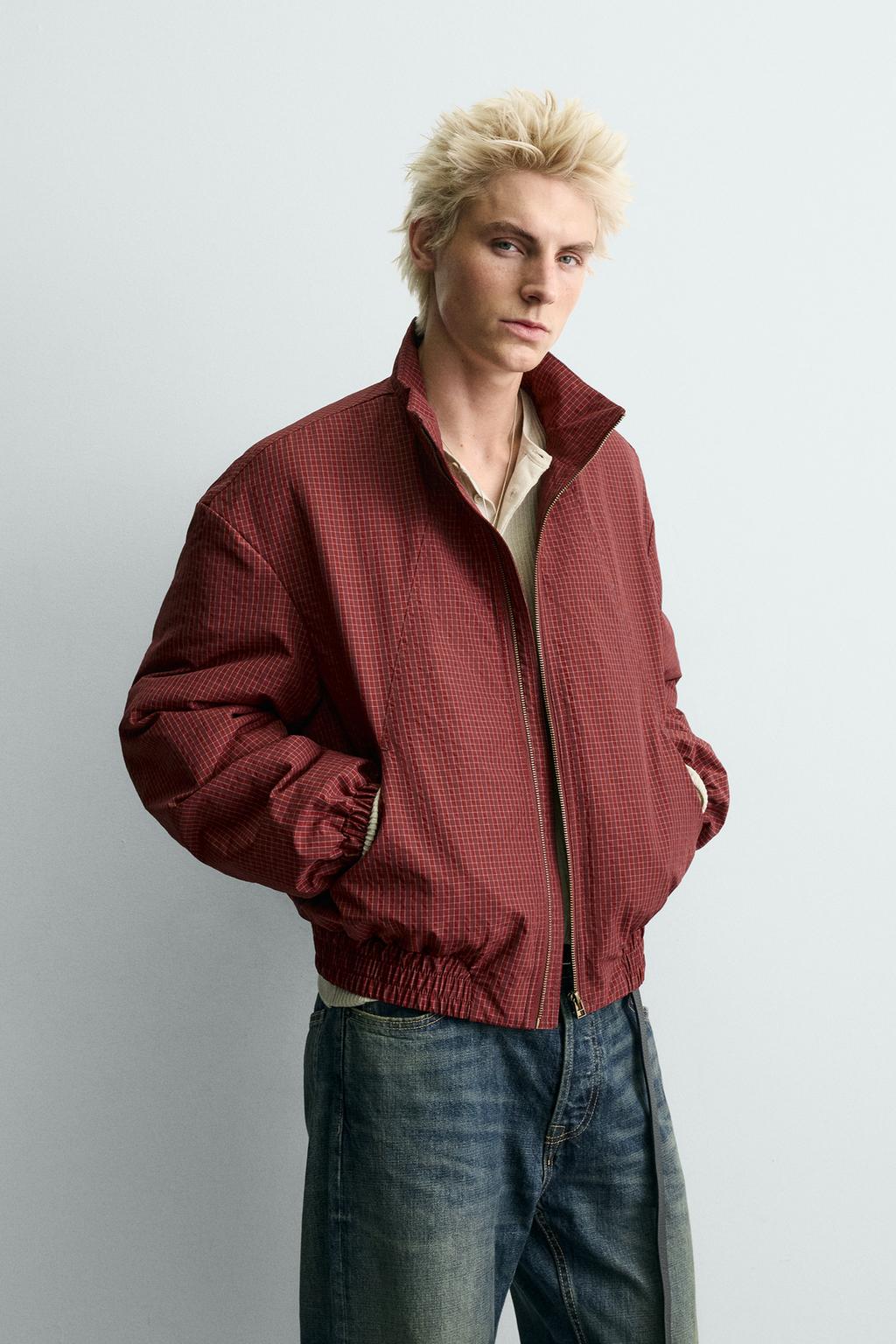 СТЕГАНАЯ ВЕТРОЗАЩИТНАЯ КУРТКА В КЛЕТКУ