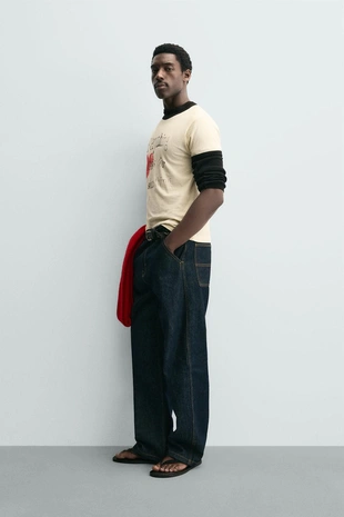 Футболка в рубчик с контрастным сердцем- Заказать в России